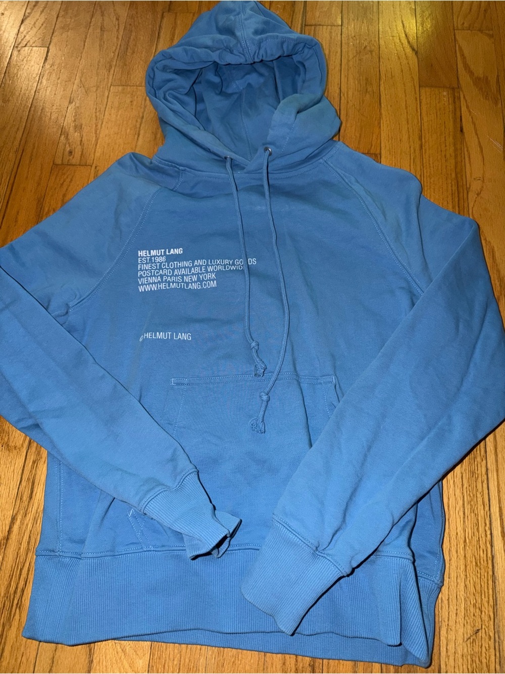 Helmut Lang Sky Blue Logo Hoodie Sweatshirt